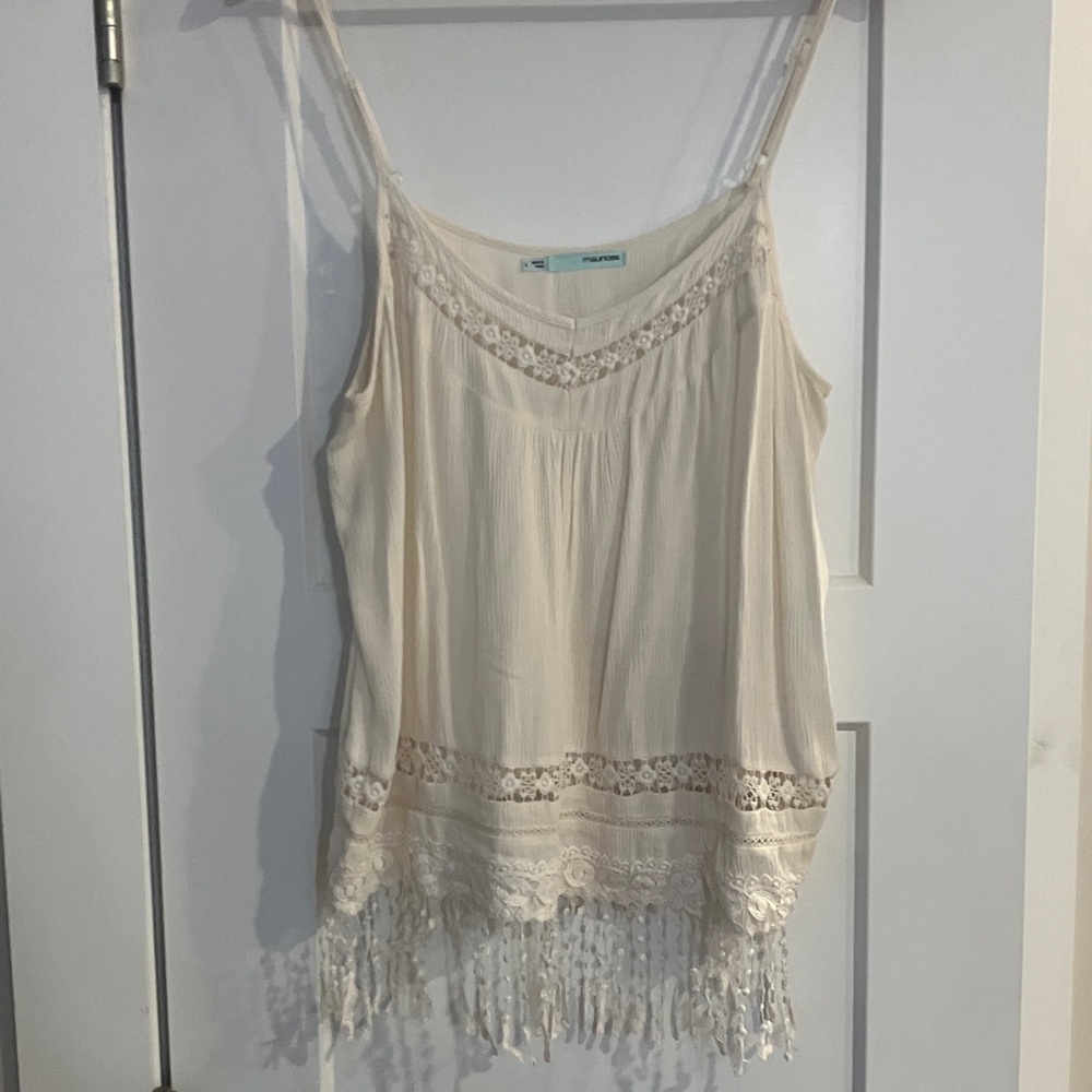 Maurices Cream Lace Fringe Camisole